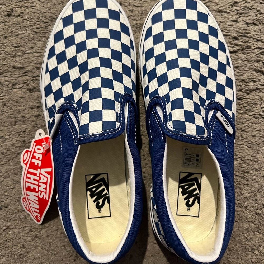Vans Kids Blue Checkered Slip-On Shoes